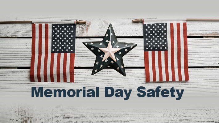 Memorial Day Image, a photo of two american flags on either side of a blue star